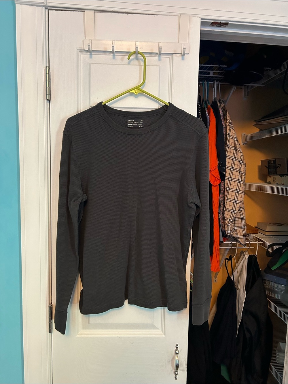 J. Crew Black Long-Sleeve Thermal Crewneck